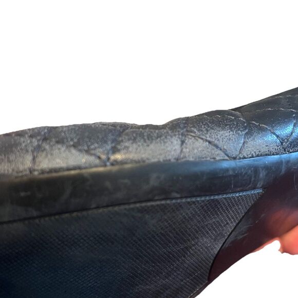 Neiman Marcus Navy Quilted Leather Patent Cap Toe Ballet Flats Women's Size 9 - Picture 6 of 9